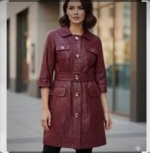 Vertigo Paris Merlot Shimmer belted coat size XS